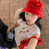 韩系红色渔夫帽韩国小众，复古红天鹅绒，蝴蝶结度假防晒遮阳帽