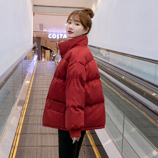 羽绒棉服2023新年款红色韩版大码，学生面包服宽松棉袄短款冬季外套