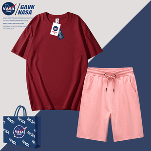 NASA GAVK2023春秋季男女同款夏季纯棉套装运动情侣潮牌