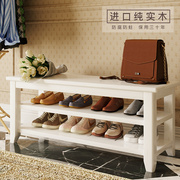 现代简约全实木白色换鞋凳实木，鞋柜门口可坐式鞋架家用入户穿鞋凳