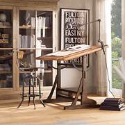 欧美式绘画桌设计师工作台实木，画板绘图桌子斜式制图书桌画室画案