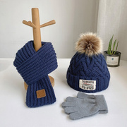 2022儿童帽子围巾套装，两件套秋冬季男宝宝，针织毛线帽加绒保暖