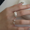 s925纯银女款戒指设计小众，捶打肌理质感开口食指，戒指冷淡风指环潮