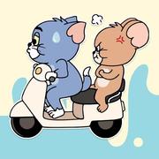 汽车车身保险杆划痕遮挡贴纸，卡通图案猫和老鼠可爱电动车防水车贴