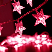 星星灯串装饰灯小彩灯，串带五角星灯圣诞，生日led小彩灯暖白10米100