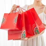中国风袋红色喜庆手提袋中秋新年包装袋结婚伴手礼回礼袋糖盒