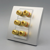 银色86型音响插座六头音响，音频面板双音频插座暗装墙壁信息插座