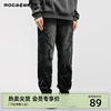 Rocawear冬季美式高街小众嘻哈设计猫须牛仔裤潮牌休闲直腿裤