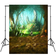 梦幻森林儿童主题摄影背景布童话树洞花仙子精灵森系拍照背景布