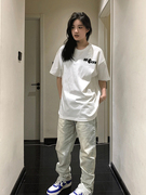 纯棉白色短袖T恤女夏季2023年宽松韩版小众设计感情侣装上衣
