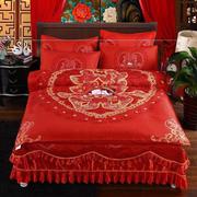 定制四件套红色系结婚床上用品六件套大红色婚房用的被子喜被轻奢