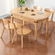 实木餐桌家用小户型桌椅组合现代简约原木10人可伸缩两用实木圆桌