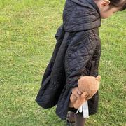 女童中长款棉服大衣外套2022秋冬韩版童装连衣裙式菱格夹棉