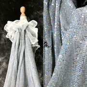 镭射银色加密百褶褶皱肌理幻彩婚纱礼服时装定制服装设计师布料
