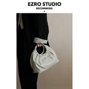 EZRO小众设计褶皱柔软真皮牛皮高级感时髦云朵包女斜挎托特包