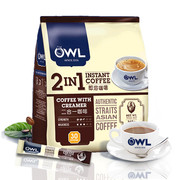 马来西亚owl猫头鹰二合一无蔗糖，速溶咖啡粉30条装360g袋提神咖啡