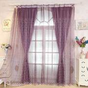 韩式清新田园风客厅卧室阳台飘窗纱刺绣花窗帘纱可成品定制
