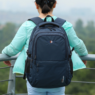 时尚尼龙布双肩(布双肩)包男女(包男女，)中学生书包大容量旅行背包多口袋电脑包商务