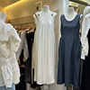 十三行女装2024夏款法式U领系带白色吊带长裙设计感无袖连衣裙女
