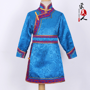 儿童蒙古袍传统长袍，生活装蒙古族服装，男童女童六一舞蹈演出服