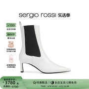 Sergio Rossi/SR女鞋sr Liya系列羊皮尖头高跟短靴