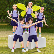学院风紫色校服套装，小学生班服夏装老师男女，儿童班服幼儿园服