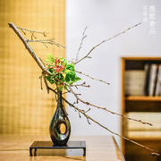 铁锈釉仿古陶瓷花瓶摆件新中式自由瓶花花器禅意中式日G式插花器
