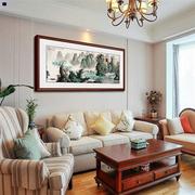 客厅装饰画新中式沙发背景墙挂画背有靠山山水国画中国风横幅壁p
