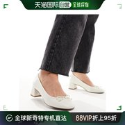 香港直邮潮奢asos女士，steffiemid设计宽版蝴蝶结粗跟鞋(白色
