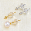 diy珍珠配件s925银镀18k金小耳针耳钉，和硅胶耳堵针盘珍珠耳饰空托