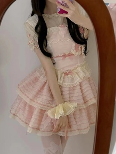 里雾诗之春层层蛋糕，公主裙粉色甜心少女，小个子法式重工蓬蓬连衣裙