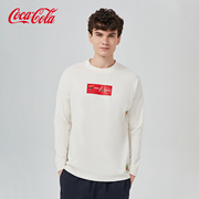 coca-cola可口可乐长袖t恤男秋印花基础纯色，圆领套头上衣
