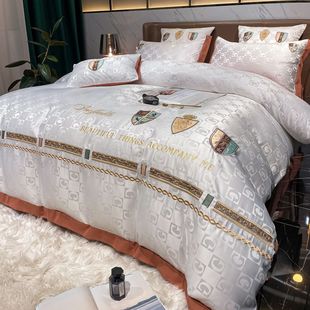 欧式奢华高档纯棉贡缎提花四件套全棉床单被套高级感床笠床上用品