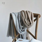 sunpurity色璞|羊毛绒围巾经典，提花图案办公空调保暖披肩纯色