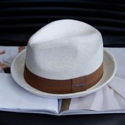 品牌羊毛呢短檐男士礼帽卷边绅士爵士帽英伦复古中青年帽子女春款