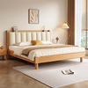 全实木床现代简约橡木床1.8米双人床，卧室用床架1.5米原木风单人床