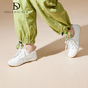 DELLASCALA 休闲鞋牛皮系带甜美女鞋春季舒适单鞋小白鞋DD33X101