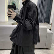 新中式立领衬衫男长袖暗黑山本风发型师潮牌男装高级感中山装外套
