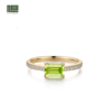 绿旭18K金天然橄榄石戒指镶嵌钻石轻奢高级设计彩色宝石排钻女戒