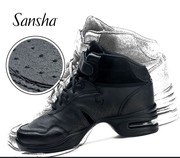 sansha法国三沙h52真皮现代舞鞋，气垫爵士舞鞋女保暖高腰运动舞鞋