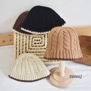 可儿妈韩国秋冬季儿童帽子宝宝外出针织渔夫帽盆帽女童毛线帽子