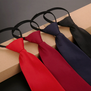 男女学生红蓝黑单色，纯色职业上班正装，拉链易拉得懒人领带ins休闲