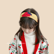 韩国秋冬百搭简约针织发带可爱草莓发带儿童发卡发箍潮妞发饰