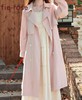 粉色风衣外套女2023秋季中长款小个子高级感气质大衣