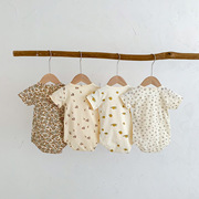 新生婴儿童衣服夏季薄款连体衣和尚服男女宝宝三角哈衣夏装棉爬服