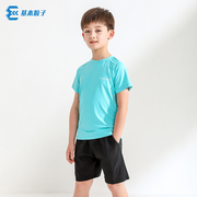 粒子男童短袖t恤儿童，速干衣专业透气户外运动，上衣训练服篮球足球