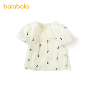 巴拉巴拉童装儿童衬衫女童，短袖上衣可爱夏装时髦洋气休闲装蝴蝶结