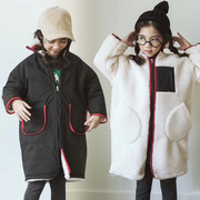 童装女童秋冬韩版加厚保暖羊羔绒外套中大儿童两面穿亲子保暖大衣