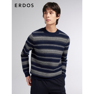 ERDOS 男装羊绒羊毛混纺针织衫半高领翻花加厚休闲时尚保暖上衣