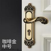 全铜门锁生内卧把房门锁欧式铜锁对开门静音门锁纯铜W卫室间门室